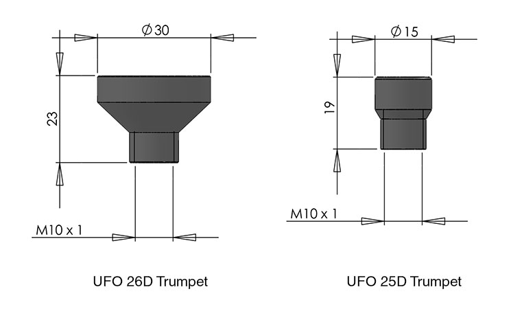 fiber optic rod and clamp trumpets cad image