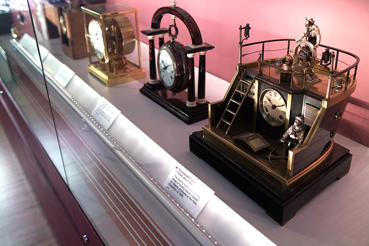 fiber optic light wands illuminating exhibits in display case