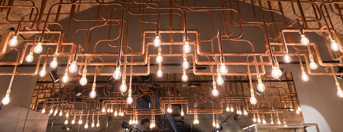 fiber optic lighting in the cp hart luxury bathroom showroom